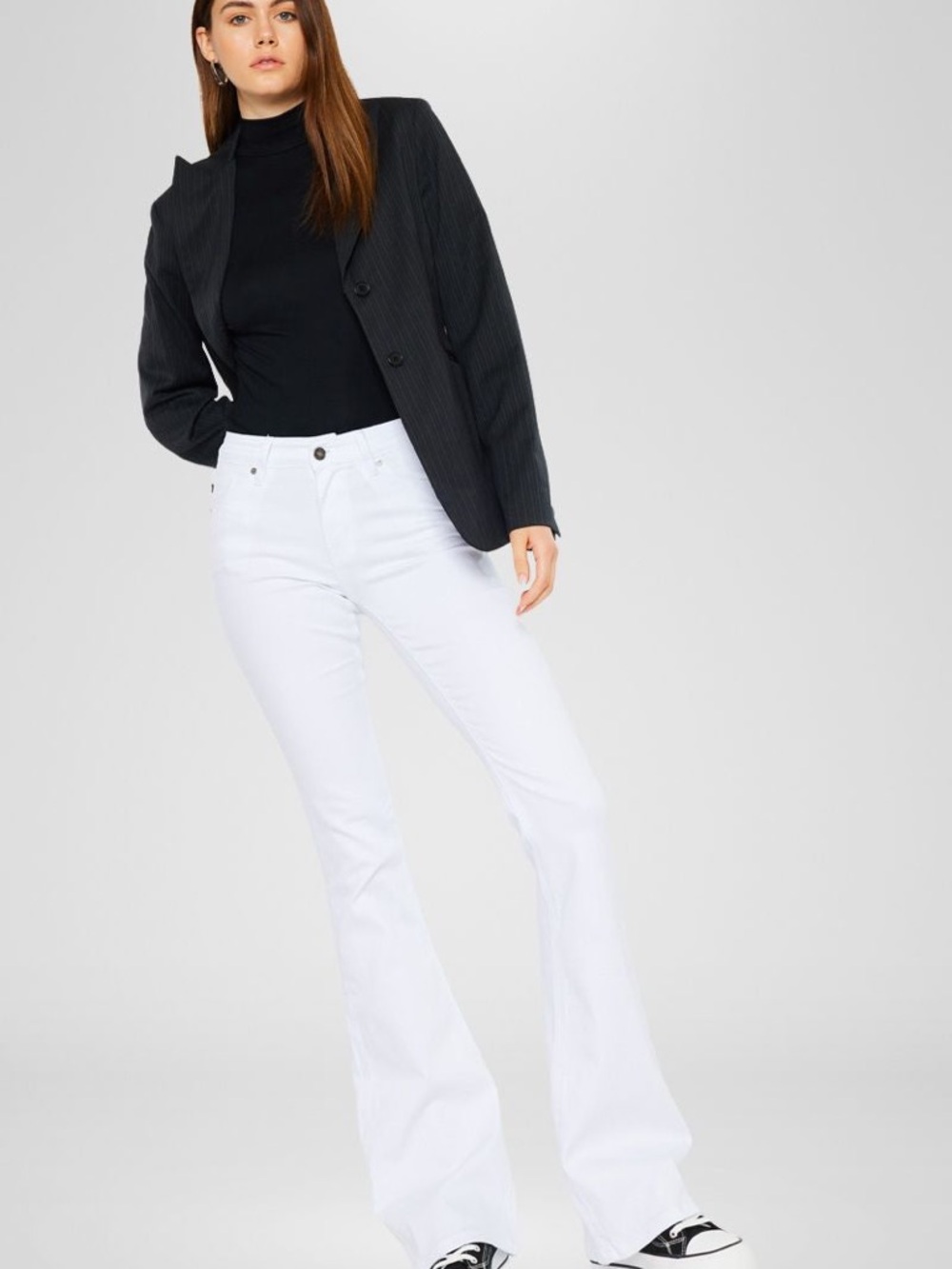 Y2K Kancan Alaska Mid Rise Flare Jeans – White Comfort Stretch Denim